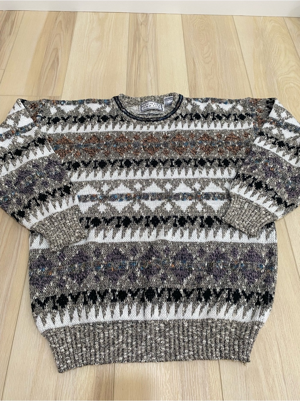 Vintage Michael Gerald Mens Knit Pullover Sweater Size XL Geometric 90s Crewneck